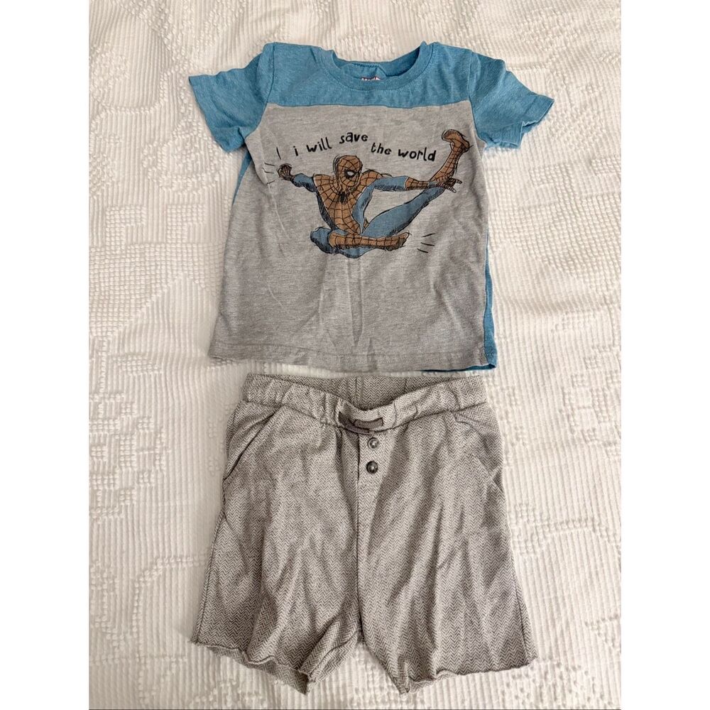 Boys 2pc Set Marvel Spiderman Tee H&M Shorts 2T 3T